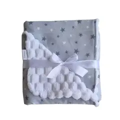 GENERICO - Frazada de Bebé Suave de Algodón 75 Cm X 75 Cm Mini Estrellas Gris