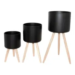 GENERICO - Maceteros Modernos Negro Pack 3