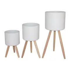 GENERICO - Maceteros Modernos Blanco Pack 3