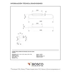 BOSCO - APLIQUE THELMA NEGRO LED DIMEABLE LED 22W CÁLIDO