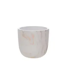 SOHOGAR - Macetero de cemento blanco/dorado 14 cm
