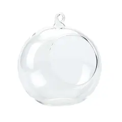 HOME ESSENTIALS - Terrario redondo colgante de vidrio