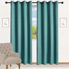 GENERICO - Par De Cortinas Blackout Engomada Térmica Poliéster 140x230cm Turquesa