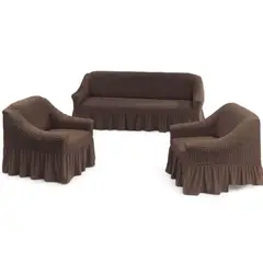 GENERICO - Juego Fundas Sillon Turca Sofa Living 1+1+3 Elasticada Cafe Oscuro