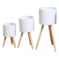 GENERICO - Maceteros Modernos Pack 3 Unidades Blanco