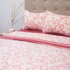 DORAL - Juego de sábanas polar estampadas king 2.5 plazas damasco