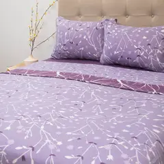DORAL - Juego de sábanas polar estampadas king 2.5 plazas lila