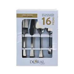 DORAL - Set Cubiertos 16 Pzas Austria Plateado Inoxidable Plateado
