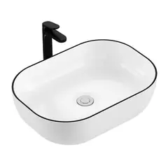 HALMAN - Lavamanos Sobreponer Elipses CeráMica 46x33cm + Desagüe