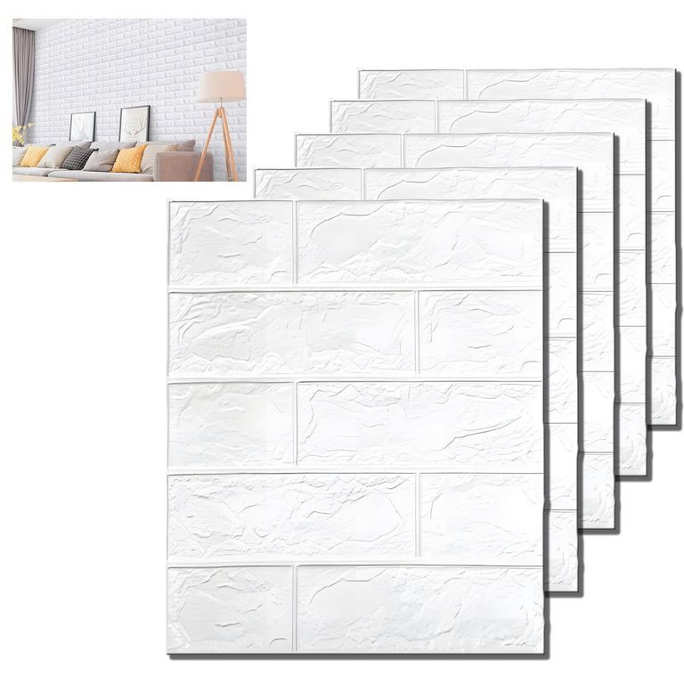 Blanco 30cmx39cm Papel Tapiz 3D Para Pared Autoadhesivo 5pcs
