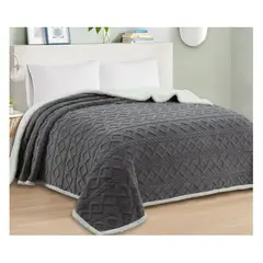 COMPRAPO - Frazada Manta Polar Sherpa Térmica 2 Plazas Trenzado Gris Marengo