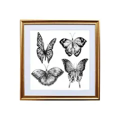 RONDA - Cuadro Lamina Mariposa Blanco Negro 40x60 cm