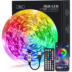 GENERICO - Tira Cinta Luces Led Rgb 3M App + Control Remoto + Conector