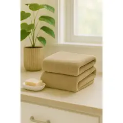 COSAS CASA - Pack 2 Toallas Taupe Microfibra 070x130