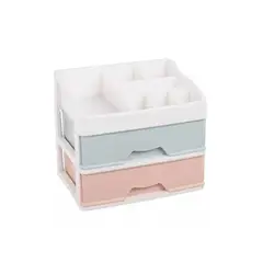 GENERICO - Organizador de cosméticos con 2 cajones para maquillaje transparente