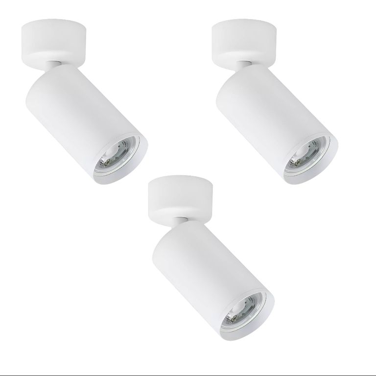 3 Focos Blancos Cilindro Sobrepuesto Dirigible 7W Luz Cálida
