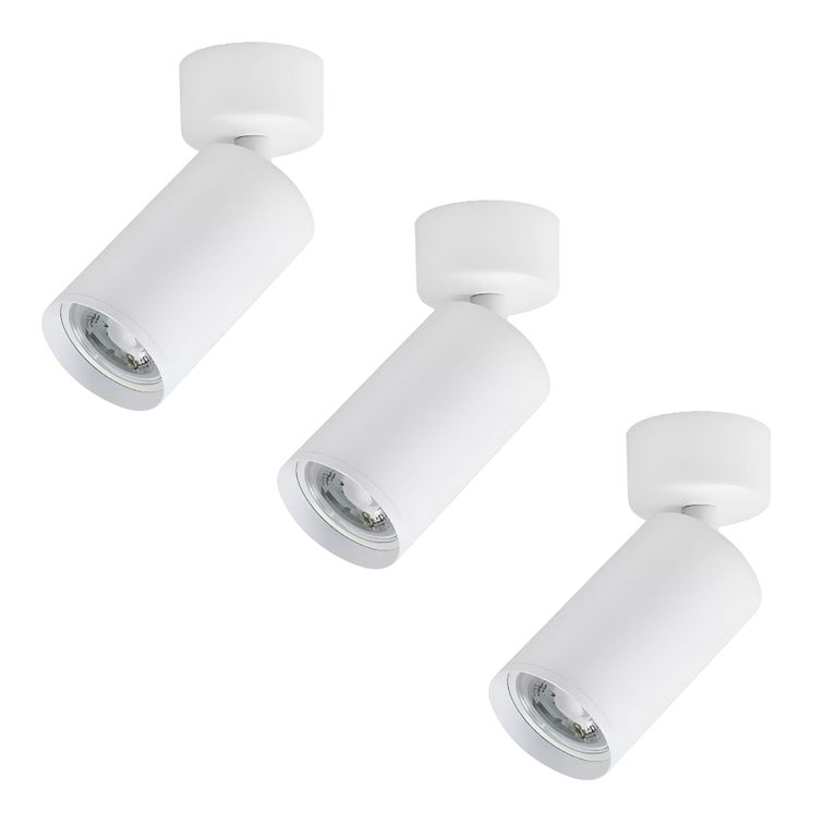 3 Focos Blancos Cilindro Sobrepuesto Dirigible 5.5w Luz Neutra