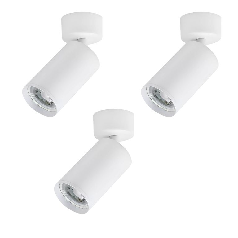 3 Focos Blancos Cilindro Sobrepuesto Dirigible 7w Luz Fría