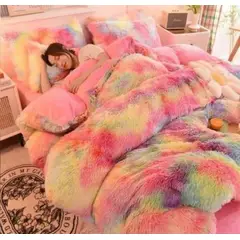 GENERICO - Cobertor Cubrecama Peludo 2 Plaza Con Chiporro Multicolor