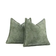GENERICO - SET DE 2 FUNDAS DE COJIN CHENILLE 45x45 VERDE OLIVO