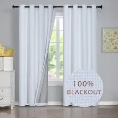 HAPPY LIVING - Pack X2 Cortinas Blackout Térmica Living Dormitorio 140x240 BLANCO