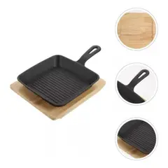 GENERICO - Sarten De Hierro Fundido 19x19cm Con Base De Madera
