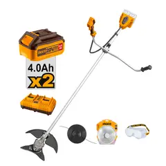 INGCO - Desbrozadora Bl Industrial + 2 Bat 4Ah Y Carg Rapido Dual 40V Cstli202522