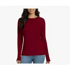 OEM - Polera Mujer Cuello Redondo Camiseta Primera Capa burdeo ML