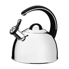 TRAMONTINA - Tetera de acero inoxidable con silbato , fondo triple y mango negro 3,3 L