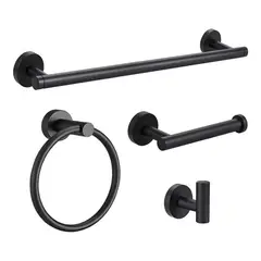GENERICO - Set 4 Accesorios Baño Negro Mate