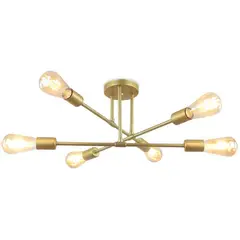 RENVMEXY - Lámpara de techo vintage bombillas 6e27 no incluidas Dorado