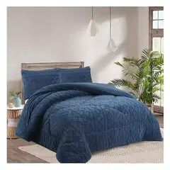 COMPRAPO - Cobertor Plumón Trenzado con Chiporro Invierno 2 Plazas Azul