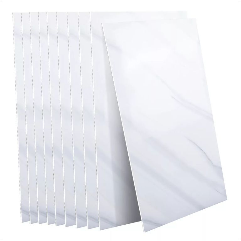 10 Laminas Papel Mural Mármol Ladrillo Pared Y Piso Blanco 60x30cm