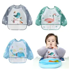 GENERICO - Pack 3 Delantal Babero Bebes Manga Larga 6-24 meses