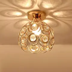 MICRO - Lampara colgante de techo vintage cristal e27 - Dorada