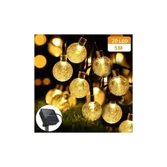 MICRO - Cadena de Luz Solar con 30LED Globos de 6.5M para Exteriores 8 Modos