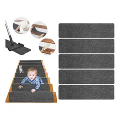 EVERSO - Pack 5 Peldaños De Alfombra Escalera Antideslizante 76×20cm