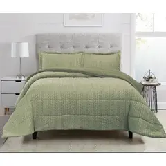 CHANTILLY - Plumón flannel sherpa 1.5 plazas olive