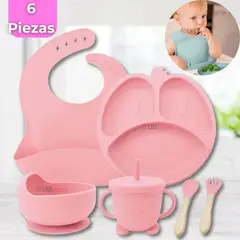 UTILISIMO - Set De Alimentación Bebé Silicona Formas 6 Piezas Libre BPA