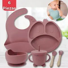 UTILISIMO - Set De Alimentación Bebé Silicona Formas 6 Piezas Libre BPA