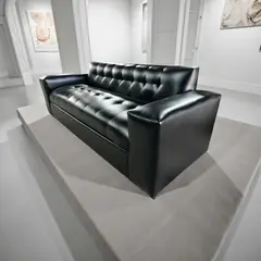 MUEBLES NEW - SOFA DOS CUERPOS NEGRO ECOCUERO.