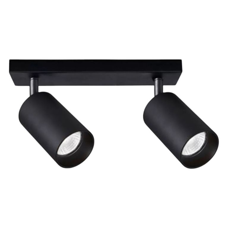 Aplique 2 Foco Cilindro Negro Luz Fría GU10 Moderno