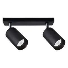 WANT - Aplique 2 Foco Cilindro Negro Luz Fría GU10 Moderno