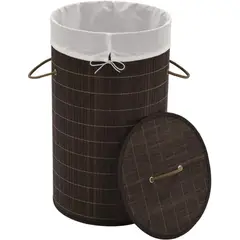 BAMBOO - Canasto ropa madera organizador plegable bambu 60x40 CAFE