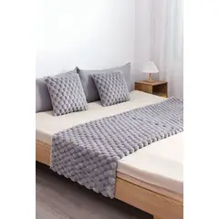 GENERICO - JUEGO DE PIECERA DE CAMA MAS 2 COJIN CON FUNDAS MODELO PERLA GRIS