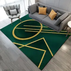 GENERICO - Alfombra 200x240 delgada diseño verde circulo antideslizante wym