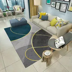 GENERICO - Alfombra 160x200 delgada diseño gris moderna antideslizante wym