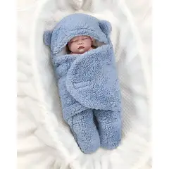 GENERICO - FRAZADA MANTA BEBÉ DE OSO COBERTOR AZUL