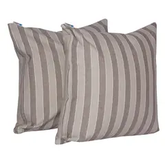 MASEL - Set 2 Cojines 45X45 Lona Española Rayas Beige-Chocolate