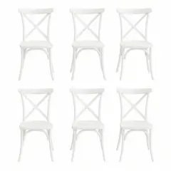 MOBOI - Pack 6 Sillas Crossback Blancas Apilable